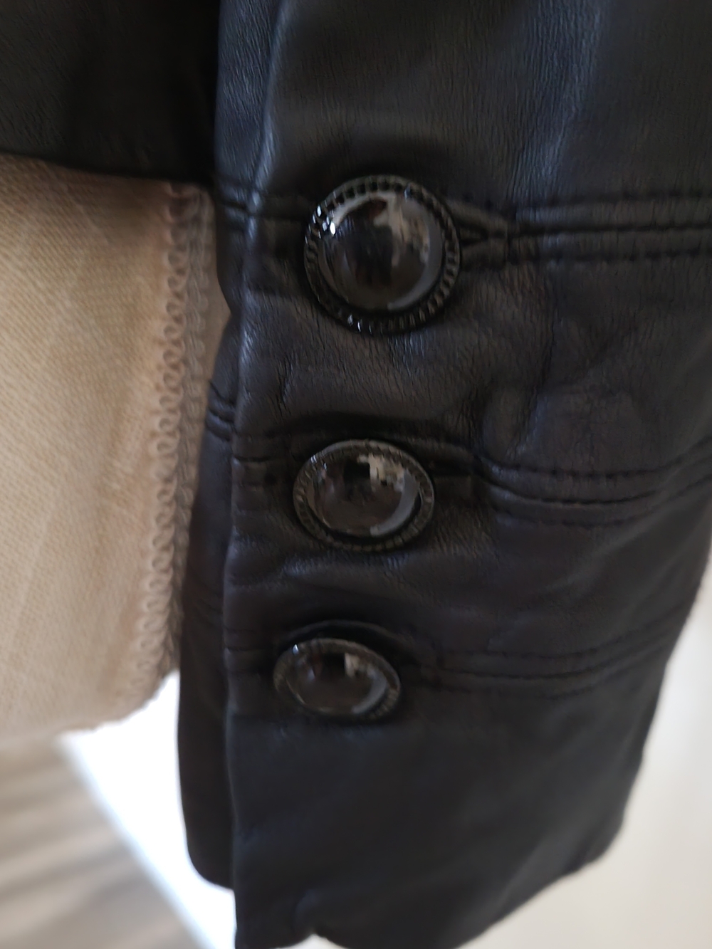 White House Black Market Black Ruffled Peplum Genuine Leather Jacket Sz S - Picture 4 of 11